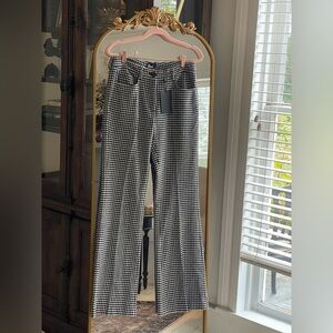 THE KOOPLES Houndstooth Wool-Blend Trousers FR Sz 36/US 25/26 NWT Black/White